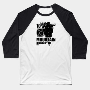 10th Mountain Division (Front & Back logo) Baseball T-Shirt